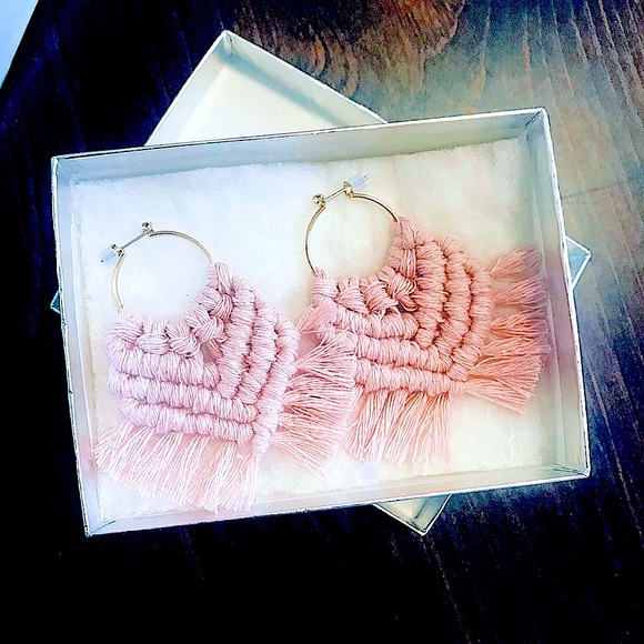 🆕Super Cute Trendy Woven Macrame Fancy Hoop Earrings Lightweight In Many Colors - Picture 5 of 16